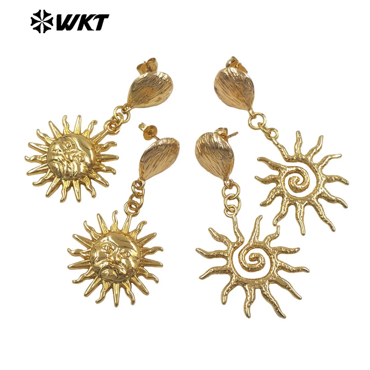 

WT-E806 High Quality Yellow Brass Three Styles Earring With 18k Real Gold Plated For Women Precious Jewelry
