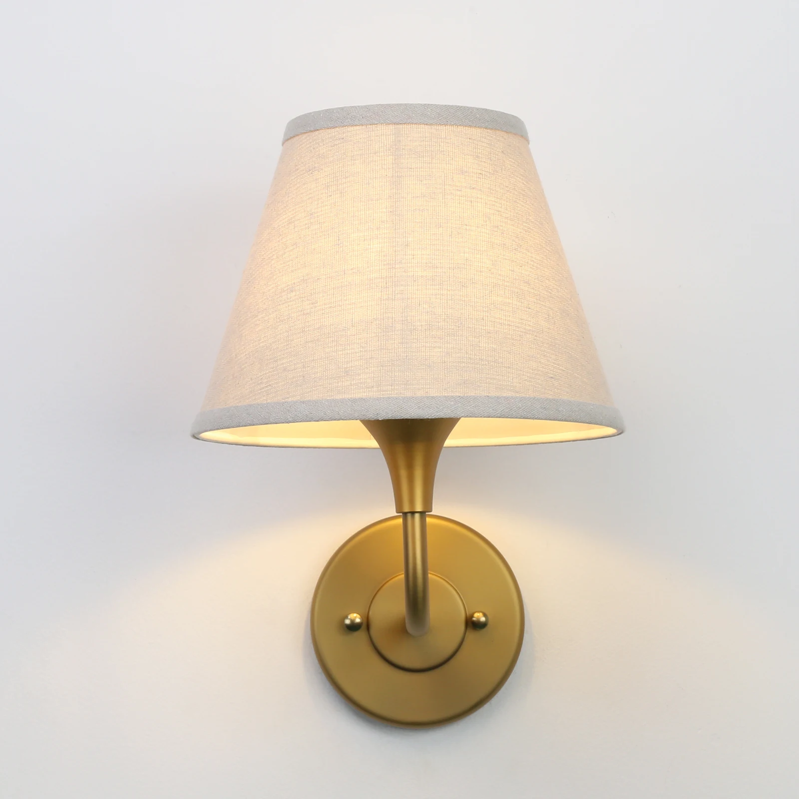 Permo Retro 2-Piece Set Trumpet Funnel Fabric Lampshade Wall Light for Bedroom Living Room Study Dressing Table Dining Room