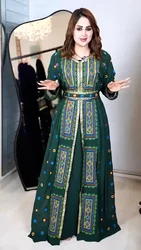 New Print Abayas for Women Muslim Chiffon Long Dress Dubai Abaya Kaftan Turkey Robe Caftan Marocain Femme Eid Djellaba Jalabiya