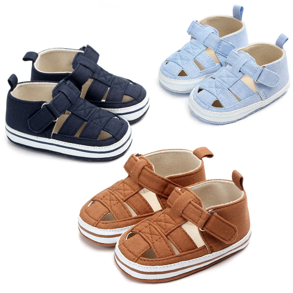 Summer Kids Newborn Sandales Fashion Soft Crib Shoes First Walker Infant Baby Boys Shoes Anti Slip Sandals Shoes For 0-18M