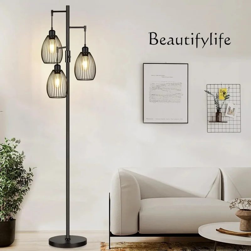 

Dimmable Floor Lamp with 3 LED Edison Bulbs, Farmhouse Industrial Standing Tree Lamp with Elegant Teardrop Design