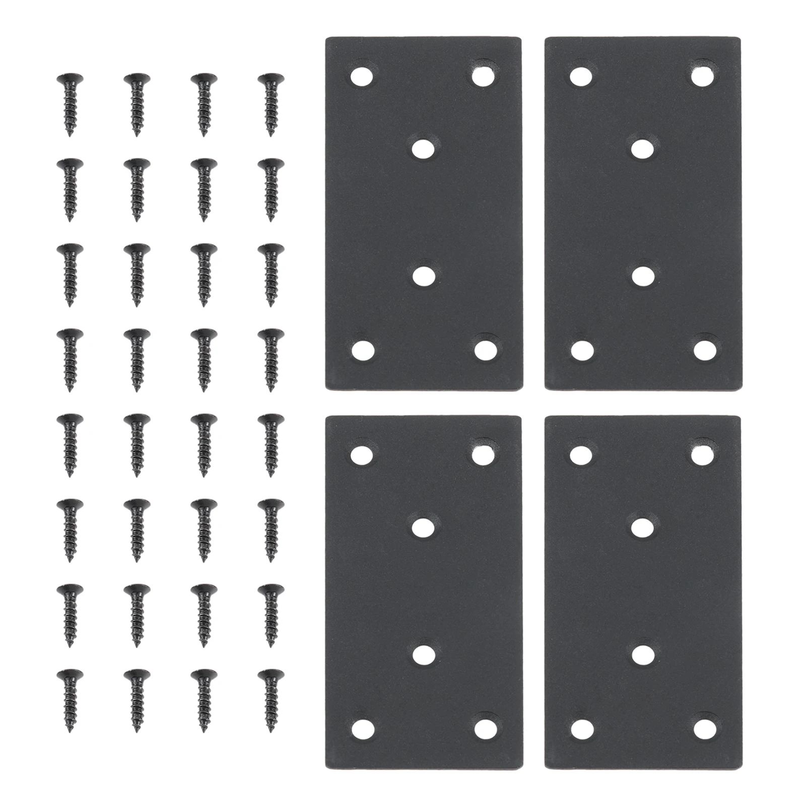 4PCS 6/8 Holes Black Stainless Steel Flat Mending Plate For Furniture Reinforcement Repair Wardrobe Bed Cabinets Dresser Windows