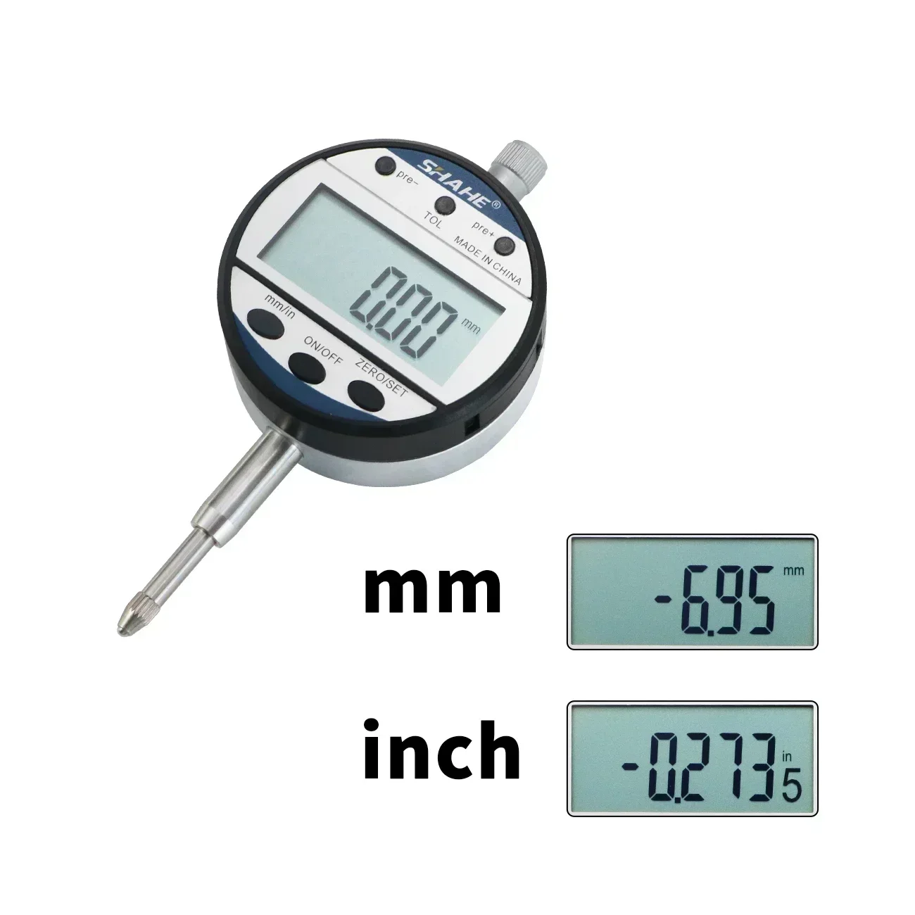 SHAHE 0-12.7/25.4 mm/0.01 mm Electronic Digital Dial Indicator Gage Inch/Metric Conversion Indicators Measuring Tool