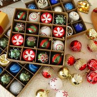 16pcs 6cm Painted Christmas Balls Set Shatterproof Glitter Electroplated Hanging Balls Reusable Plastic Xmas Tree Pendants