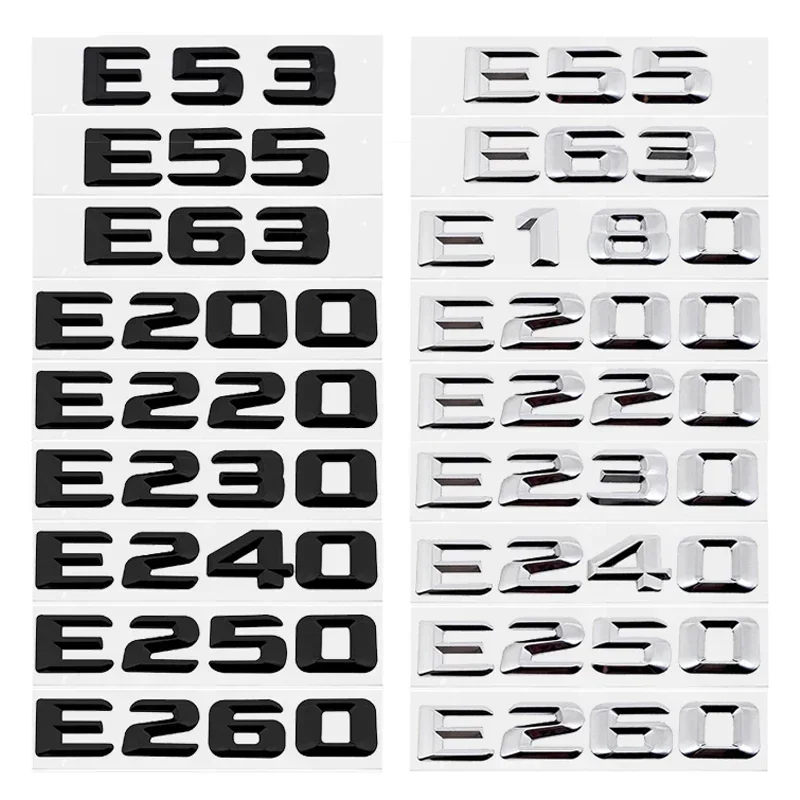 Car Body Emblem Rear Trunk Badge Letter Number Sticker for Mercedes Benz E Class E53 E55 E63 E200 E220 E230 E240 E250 E260