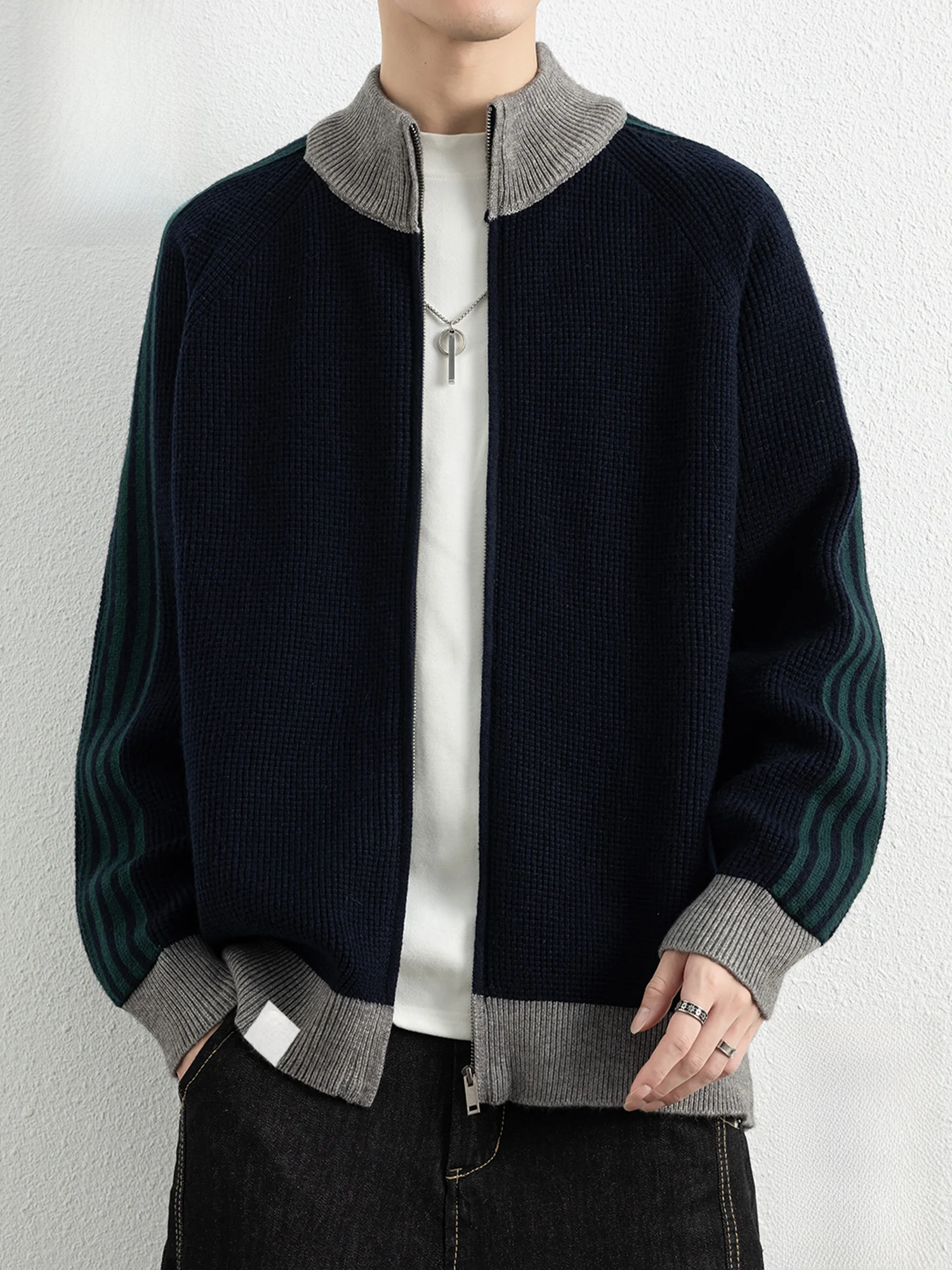 

Мужской вязаный свитер Paul Frank в американском ретро-стиле с воротником-стойкой, повседневный, свободный, новый, теплый, осенний, молодежный, модный