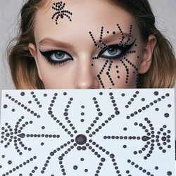 Black Spiders Stereo Gem Stickers Makeup Eyes Face Jewels Stickers Dance Performance Party Stage Cosplay Halloween Fake Tattoos