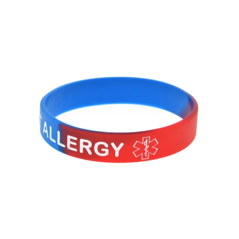 50 PCS Nut Allergy Silicone Rubber Bracelet Subsection Color Adult Size