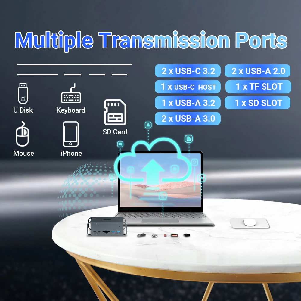 Docking Station USB C 3 Monitors HDMI 4K 60Hz USB3.2 RJ45 65W AC Power Adapter Usb c hub SD Card Reader For Macbook Pro/Air Dell