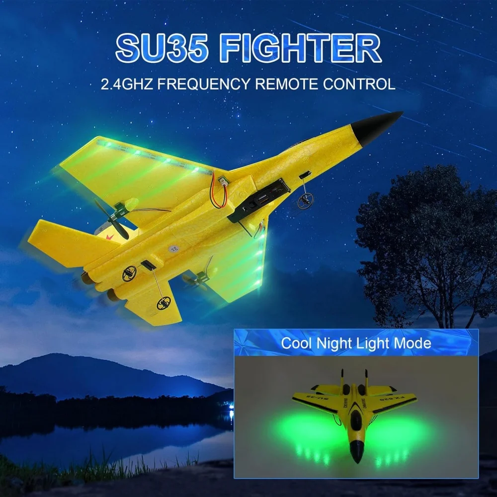 เครื่องบินโฟม RC รุ่น SU35 เครื่องบินบังคับวิทยุ 2.4G พร้อมไฟกลางคืน เครื่องบินรบบังคับวิทยุ ง่ายต่อการบิน เหมาะสำหรับเป็นของขวัญสำหรับเด็กผู้ชาย