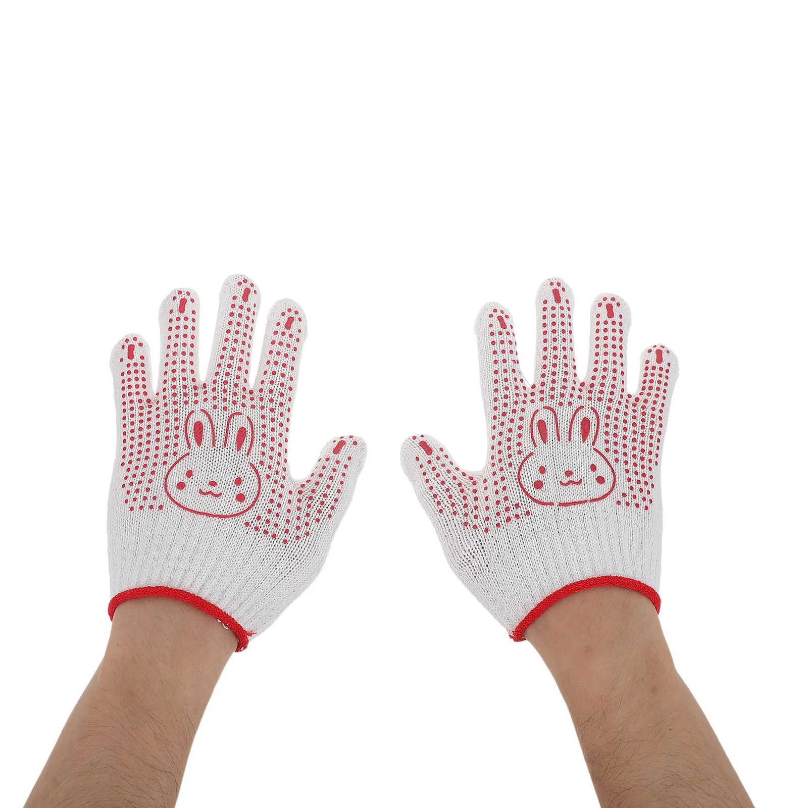 6Pairs Labor Gloves Non-Slip Cartoon Rabbit Gardening Safety Work Gloves for Ages 2-6 Washable Protective Yard