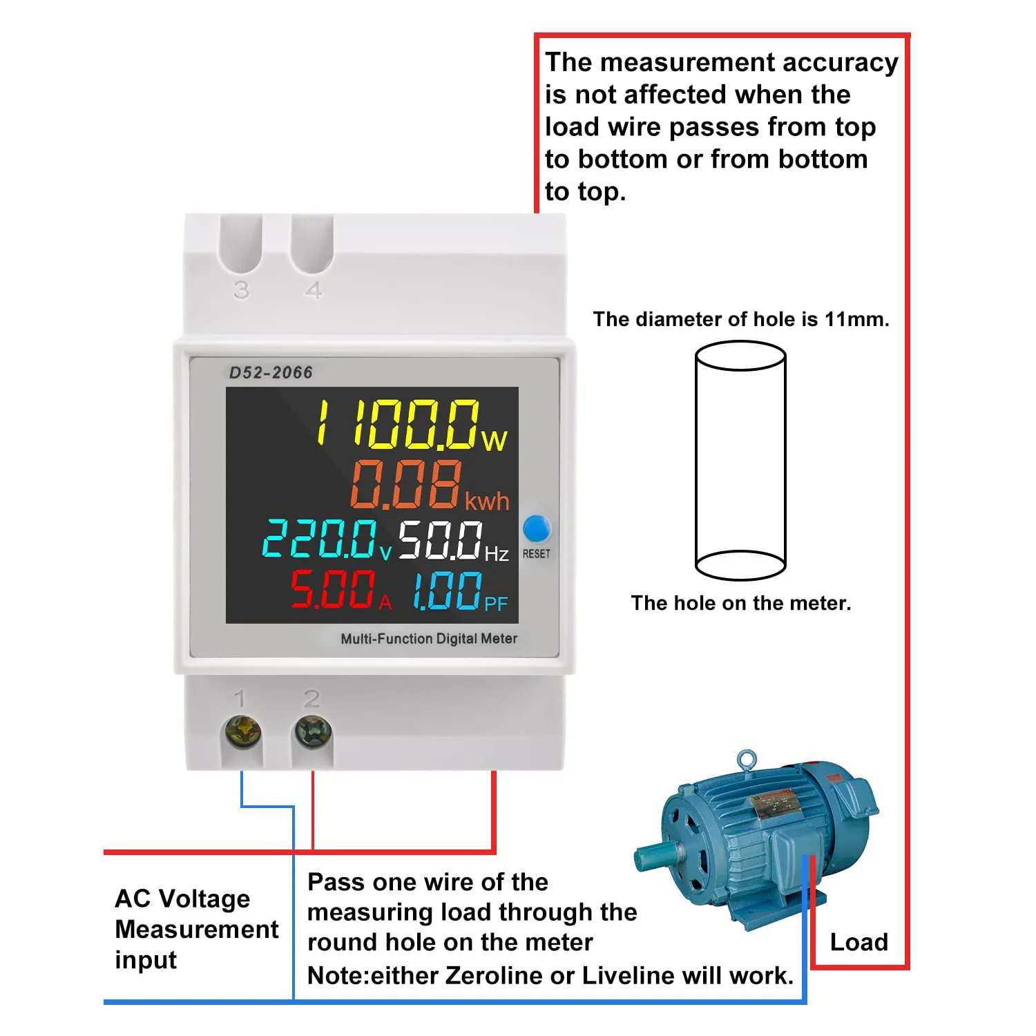 Cyfrowy miernik energii Tester Monitor energii elektrycznej AC40V ~ 300V 100A Amperomierz Woltomierz mocy Napięcie Watomierz częstotliwości Multimetr