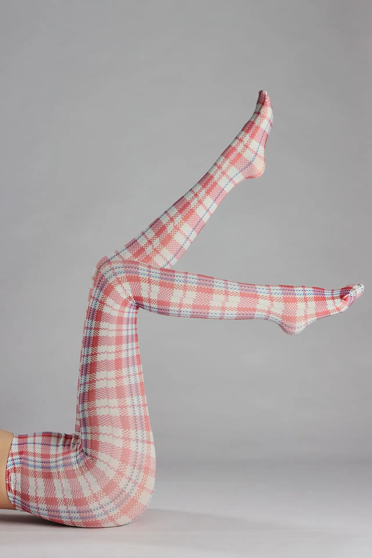 Fashion Retro Plaid Printing Women's Pantyhose British Style Elastic Slim Pixel Mosaic Lolita Hottie Grace Sexy Velvet Tights