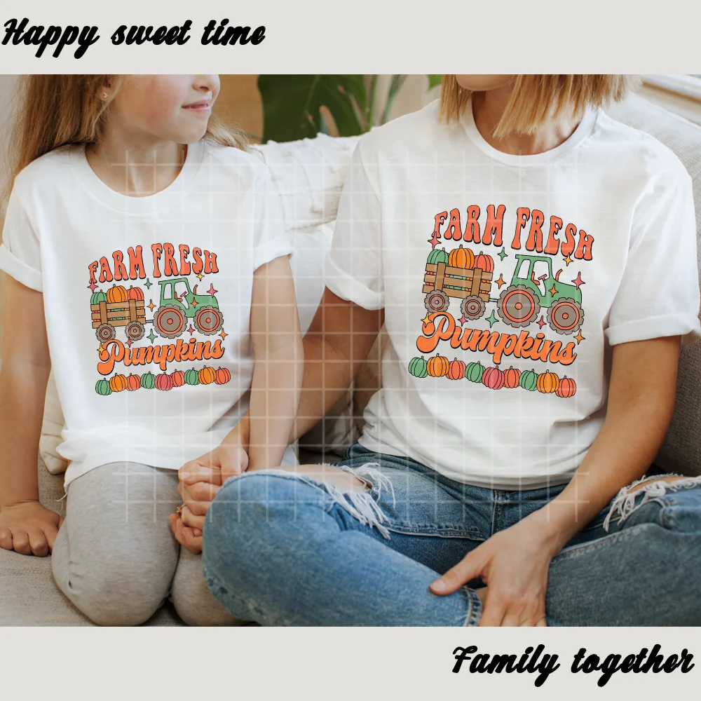 Hello Fall Pumpkin Coquette Flower Autumn Season Iron on Washable DTF Heat Transfer Stickers Printing Ready to Press for Clothes