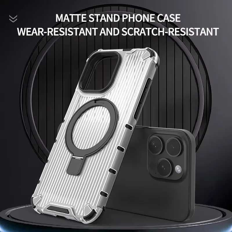 

Magnetic Frosted Back Panel anti-fall Case For Iphone 11 12 13 Pro Max Phone Case With Ring Stand For Iphone 14 15 Pro Max Plus