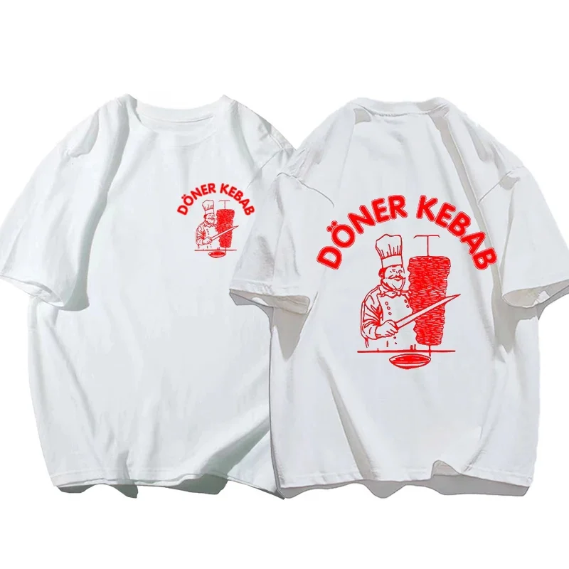 Doner Kebab Print Pure Men's Lady Clothing Short Sleeve Streetwear Tops Funny Summer Sporty Vintage Ventilate Hipster Style Tees