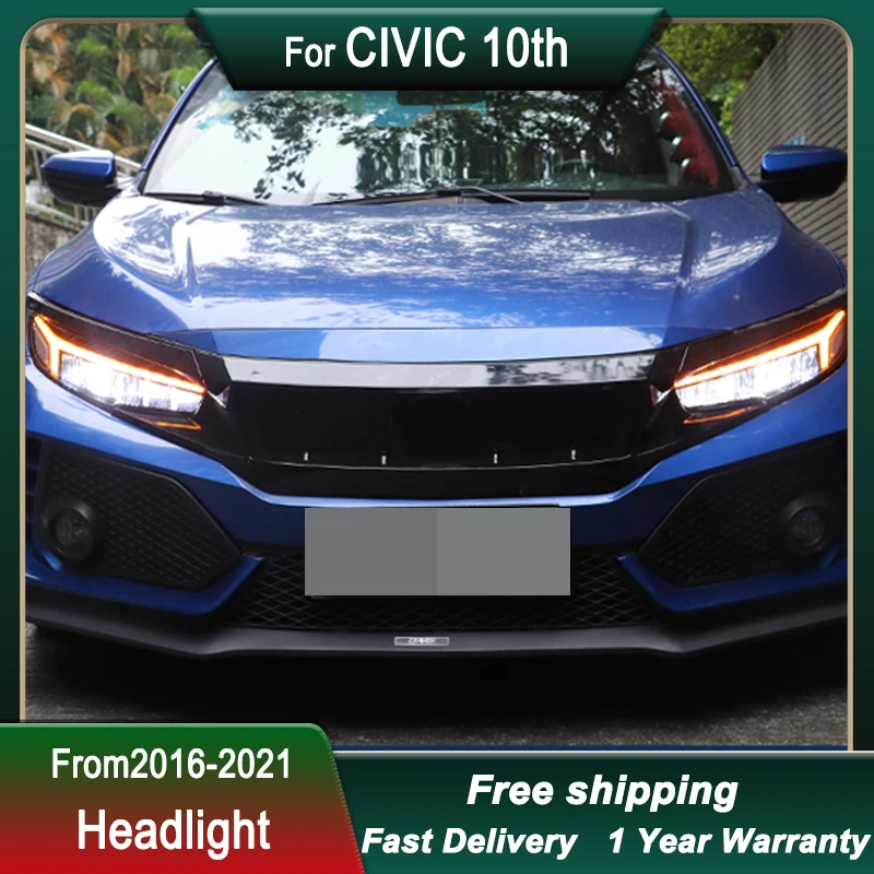 سيارة المصابيح الأمامية لهوندا سيفيك 10Gen 2016-2021 LED رئيس مصباح ترقية DRL ديناميكية مصباح إشارة رئيس مصباح الجبهة ضوء الجمعية