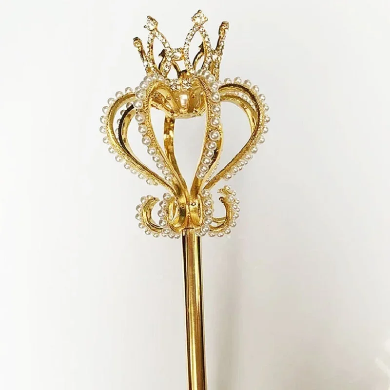 Cosplay Rekwisieten Cetro Gouden Parel Strass Scepter King Magic Party Wand Optocht Kostuum Koningin Accessoire