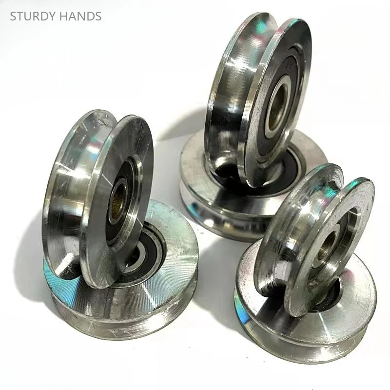 2PCs stainless steel small crane steel pulleys for indoor and outdoor clutch lifting lifting U-shaped bearing track rollers