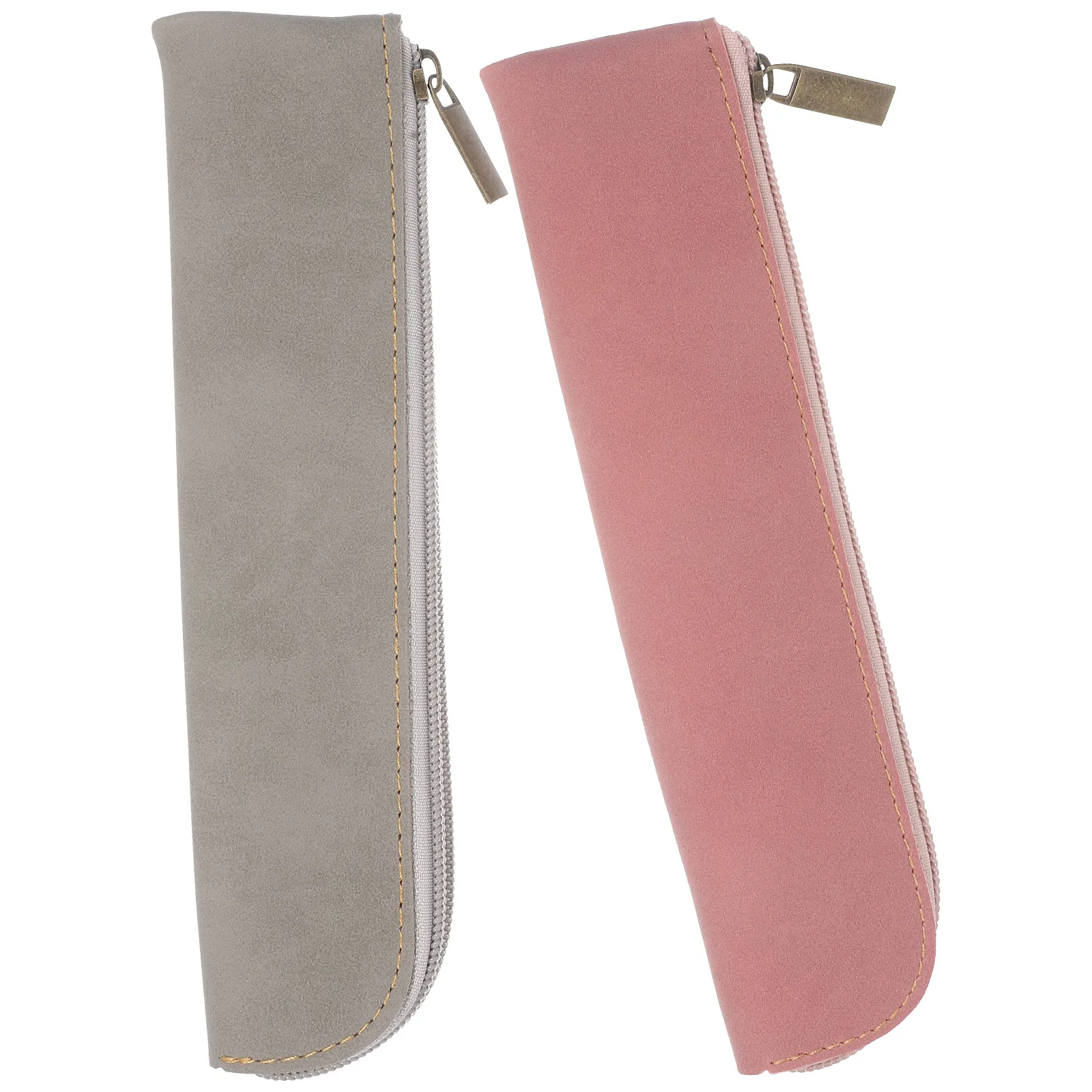 

2pcs Pencil Slim PU Retro Zipper Notebook Organizer Travel Accessories Pencil Box School Supplies Student