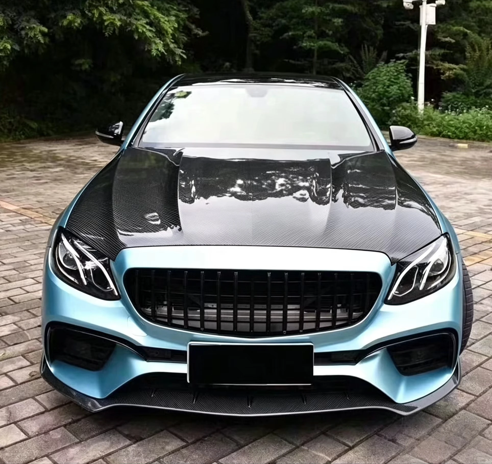 OEM Style Real Carbon Fiber Hood Bonnet for Mercedes Benz E Class W213 E200 E300 E63 2017-2023 AMG Front Engine Cover Bodykit