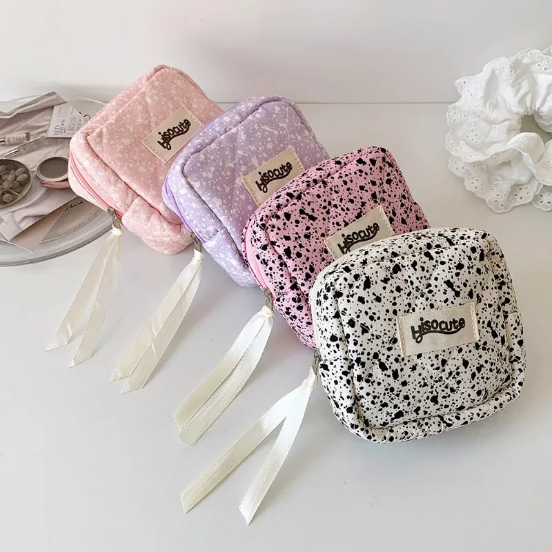 Leopard Print Girls Cosmetic Pouch - Cute Splash Pattern Sanitary Bag Versatile Mini Travel Toiletry Case