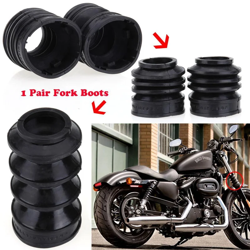 2 Pcs Motorcycle Front Fork Shock Absorber Dust Cover 39mm Rubber Gaiters Gators Boots For Harley Sporster Dyna FX XL 883 1200