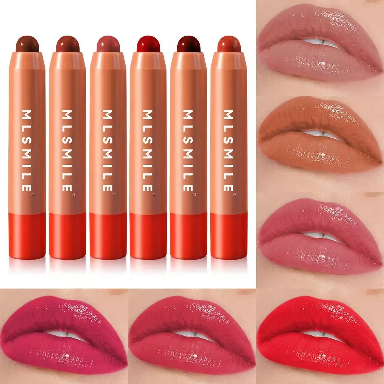 6 สีกันน้ํา Nourishing Smooth ลิปสติกดินสอยาวนานไม่ซีดจาง Velvet Lip Liner Nude สีชมพู Lip GLOSS Lip เครื่องสําอาง