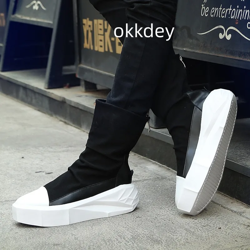 High Top Boots for Men Casual Outdoor Wear-Resistant Breathable Fashion Trendy All-match Round Toe Shoes Spring Autumn Main