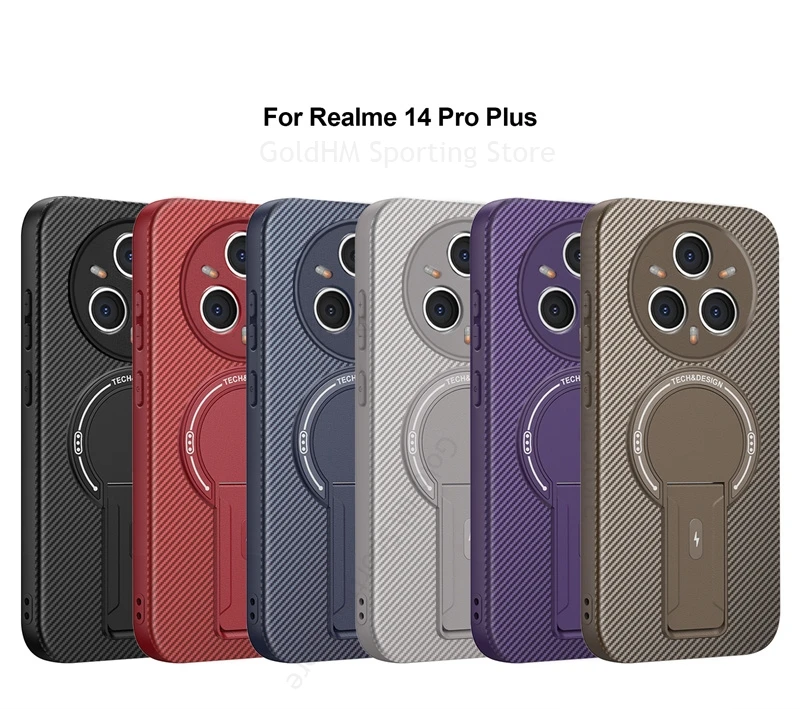 حافظة مغناطيسية لـ Magsafe لهاتف Realme 14 Pro Plus C75 Narzo 80x 5G من ألياف الكربون غطاء مدرع عسكري رينو 14 13F 13 Pro 5G #2