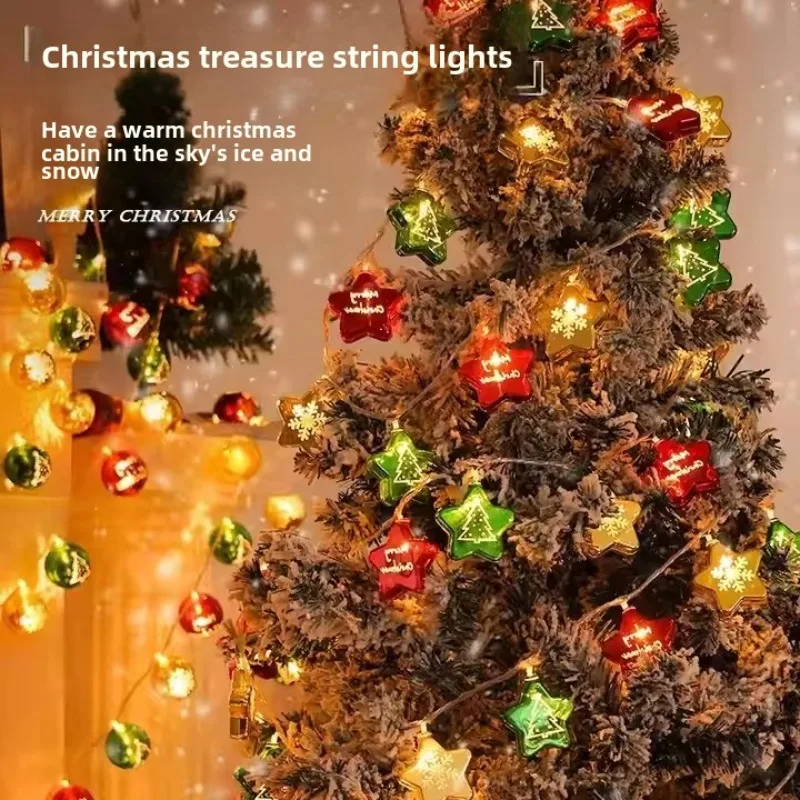 Christmas Tree Ball Electroplated Ball New Year Led Light for Decoration Star Light USB Charge Battery Outdoor Lighting String