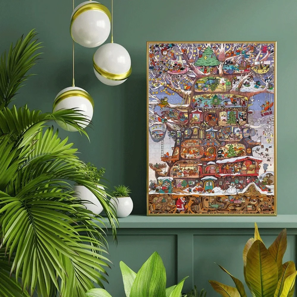 จิ๊กซอว์ต้นคริสต์มาส 1000 ชิ้น - จิ๊กซอว์กระดาษขนาดใหญ่สำหรับผู้ใหญ่และครอบครัว เกมสร้างสรรค์สำหรับตกแต่งบ้าน งาน DIY สำหรับเทศกาลโฮลี