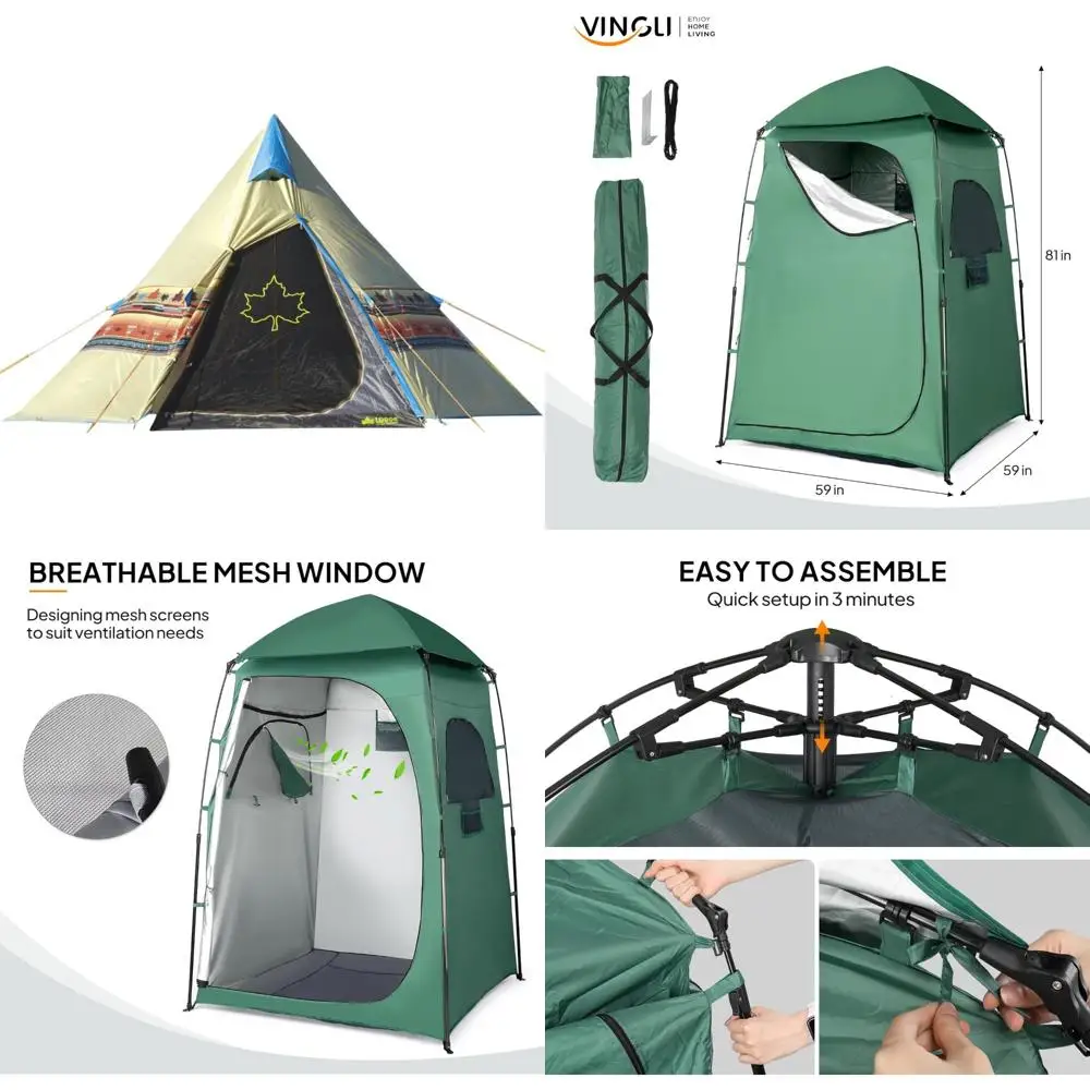 Tente Tepee jaune pour 3 personnes de style Navajo pour le camping toutes saisons, compacte et rectangulaire