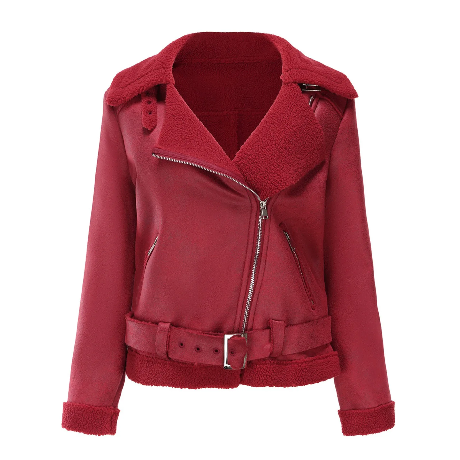 Female Coat Vintage Women Loose Pu Faux Leather Short Jacket with Belt Streetwear Female Moto Biker Zipper Lapel Outwear