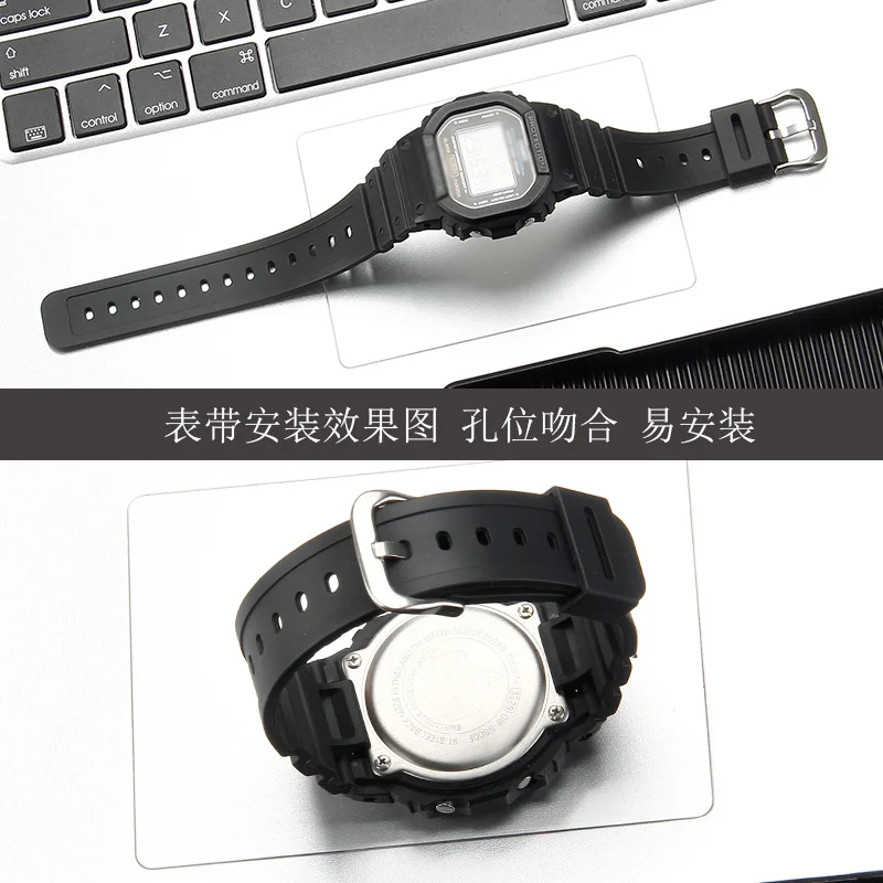 Soft Resin Small Square Watchband for Casio DW-5600/G-5600/GW-B5600/GW-M5610 Waterproof Sweat-Proof Watch Band 16mm