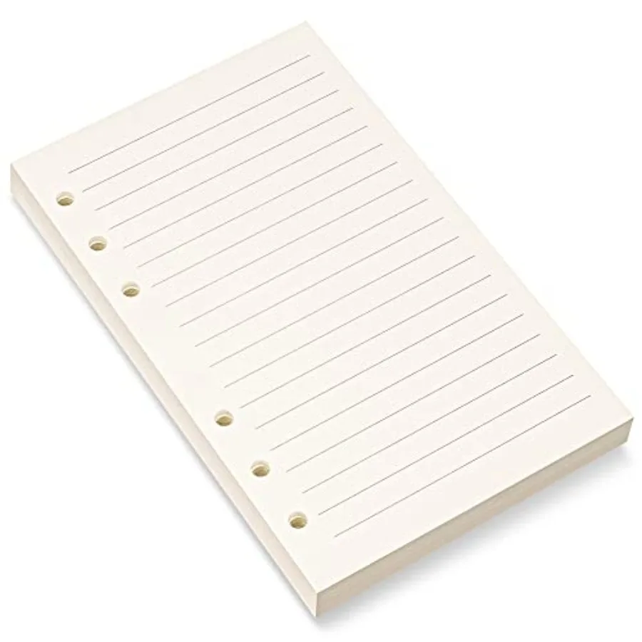 

A6 Refill Paper, 6 Holes Lined Paper for A6 Personal Binder, 8mm Ruled Loose Leaf, 80 Sheets/160 Lined Pages, 4.1 x 6.6 inches,