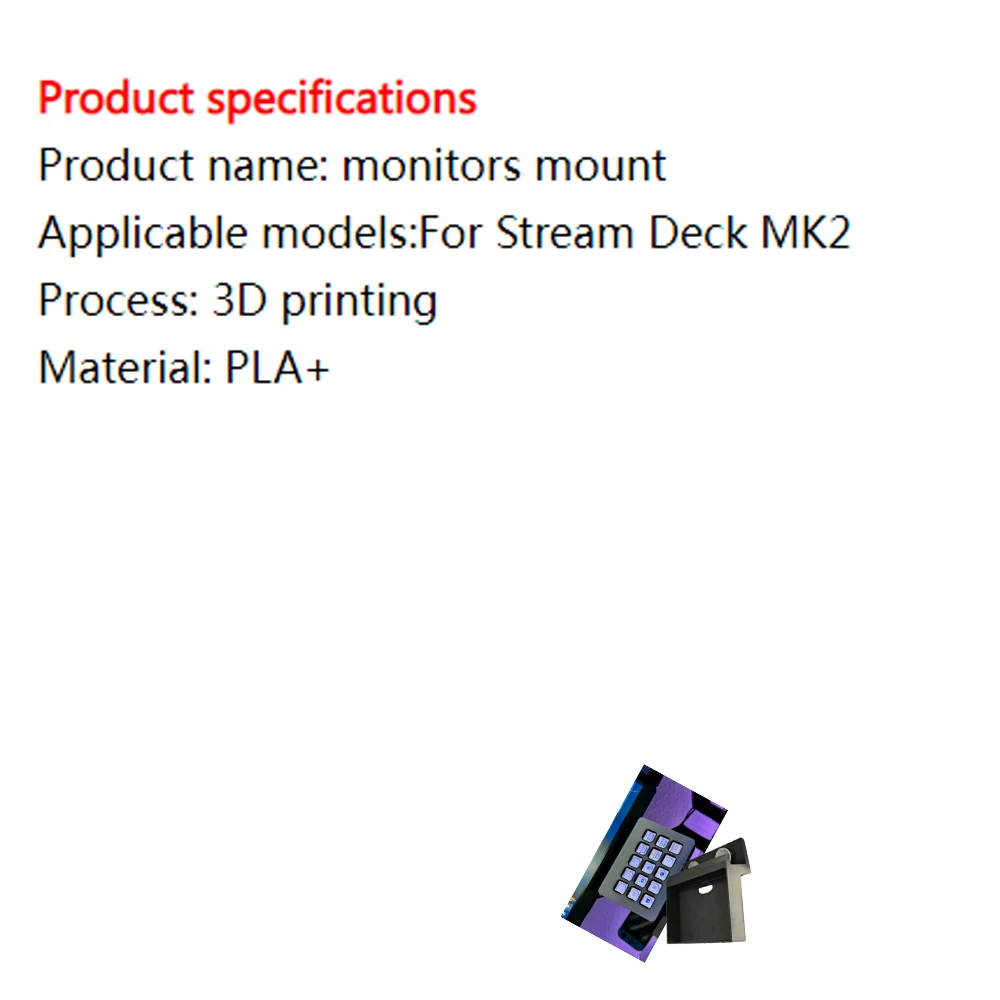 

For Stream Deck MK2 Mount Under Monitor, 3D Printed Clamp Stand for Stream Deck MK2, Monitor Mount Accessories Saves Desk Space
