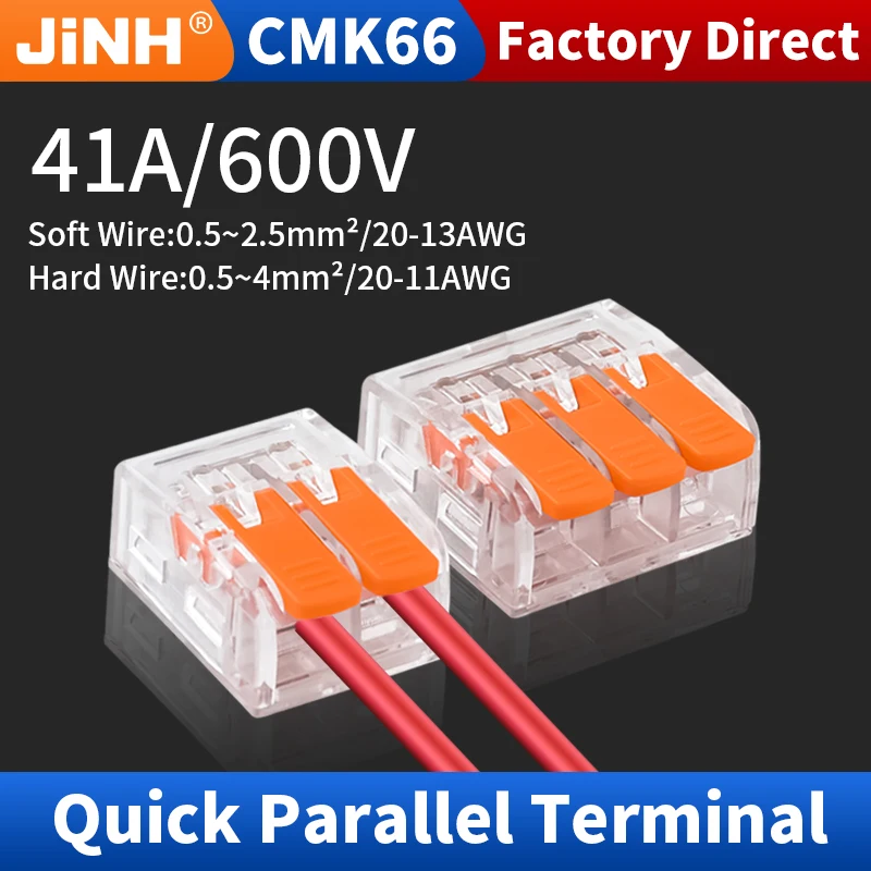 JINH 10/20/50Pcs Orange Universal Mini Fast Plug-in Terminals Wire Electrical Connector Strip Lighting  Compact Conductors