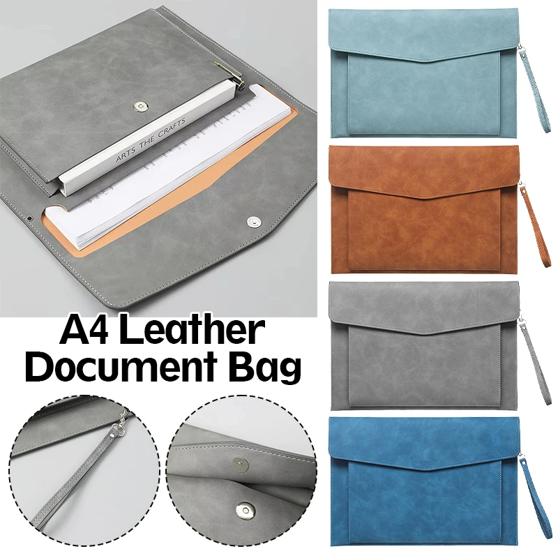 A4 가죽 문서 가방 파일 폴더 대용량 비즈니스 서류 가방 방수 노트북 케이스 Office Organizer