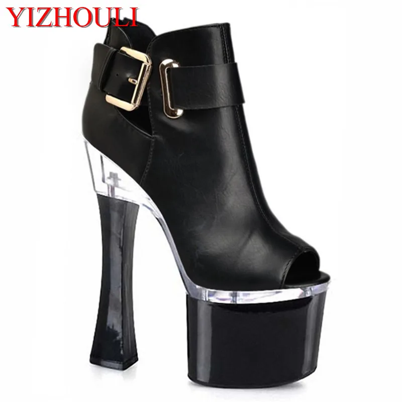 

Spring new waterproof platform women's shoes, fashion wine glasses and high help, chunky and 18cm high heel dance shoes