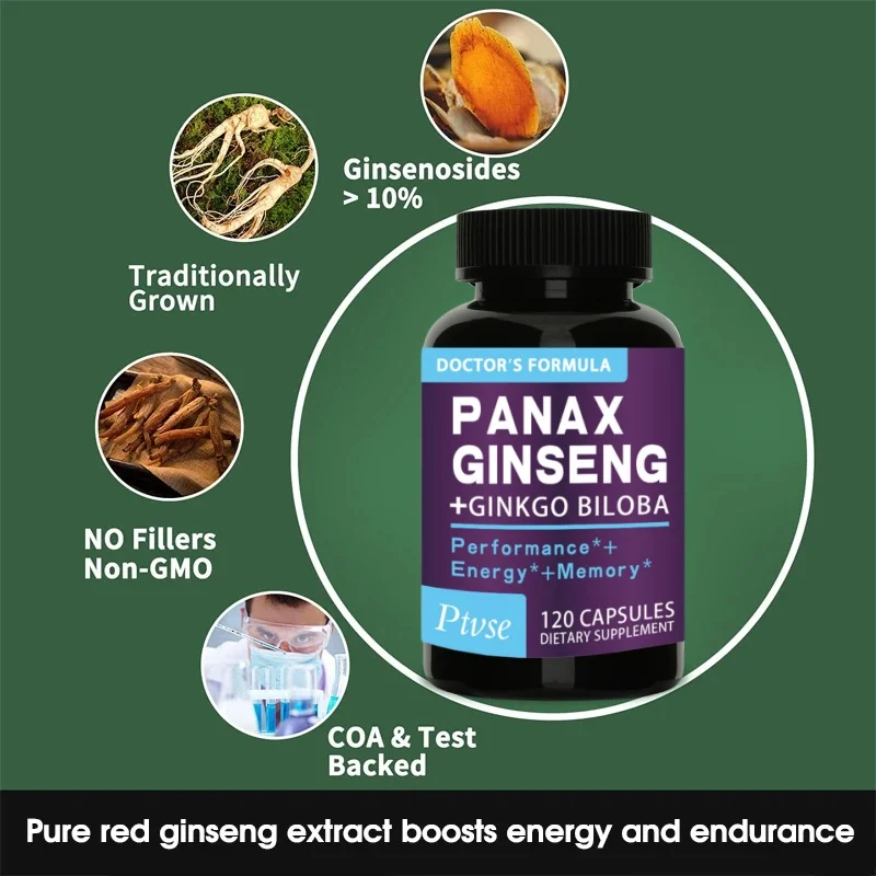 Red Panax Ginseng Ginkgo Biloba Ashwagandha für die Gesundheit Nieren funktion Männer Energie Ausdauer & Leistungs ergänzung