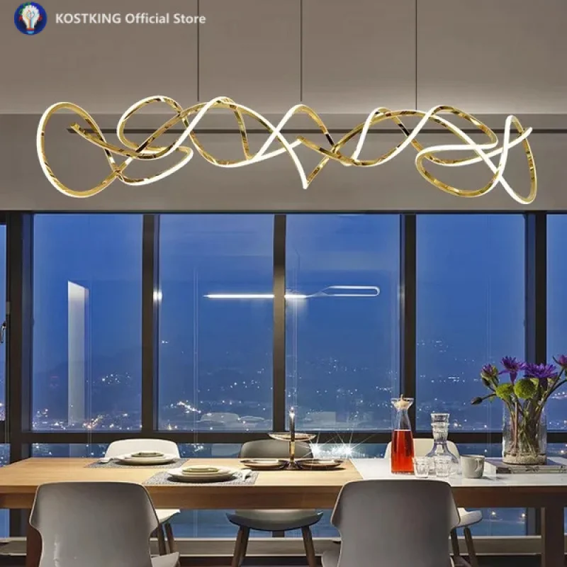 Minimalist Postmodern Electroplated Stainless Steel Silicone Ceiling Chandeliers Home Decoration Lustres Lamparas Light Fixture