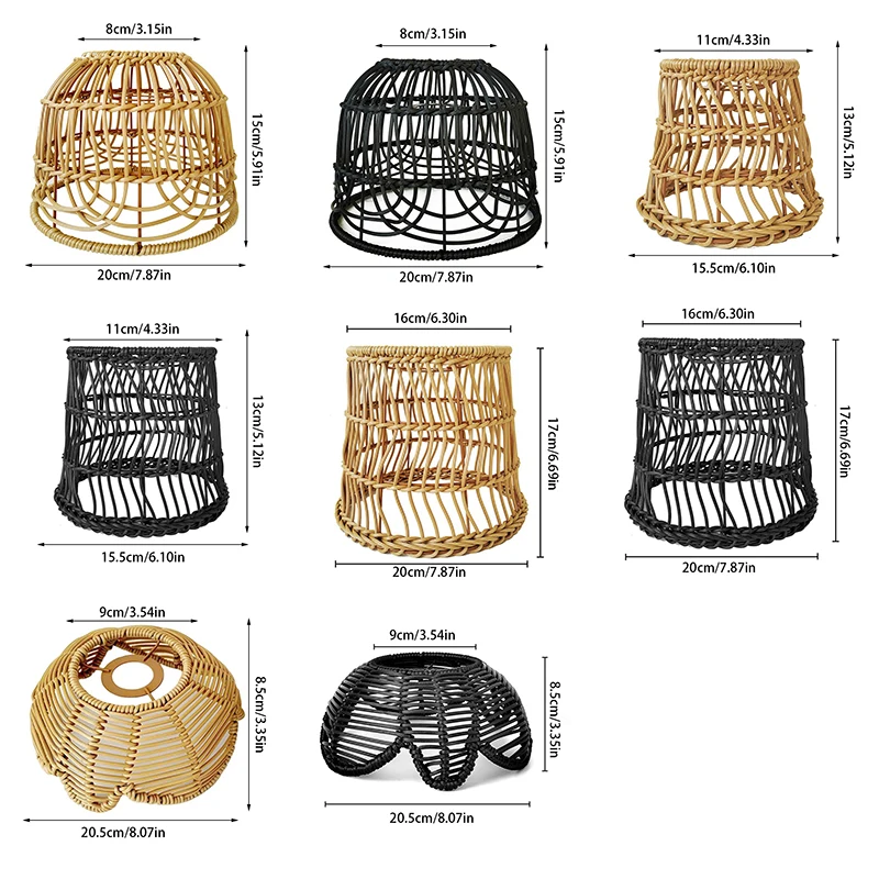 Abat-jour de plafond en rotin, panier en rotin, lustre, suspension, abat-jour pour salon, restaurant, cuisine, décoration d\'intérieur