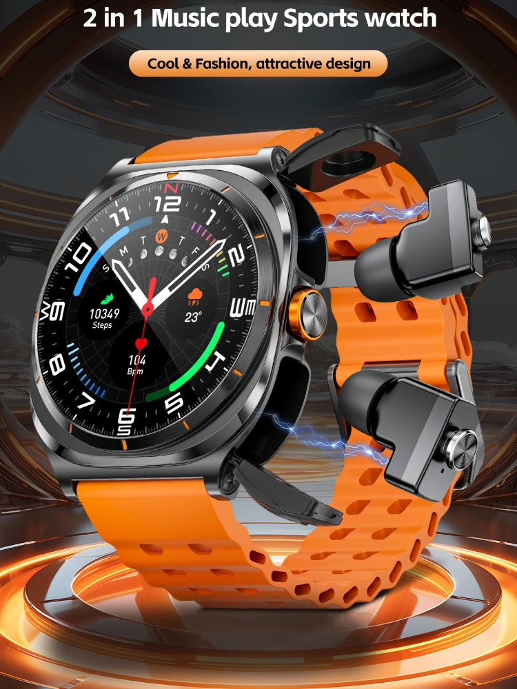 

Bluetooth-гарнитура, умные часы 2-в-1, Bluetooth-вызов, монитор здоровья, фитнес-трекер, водонепроницаемые умные часы унисекс для Android IOS