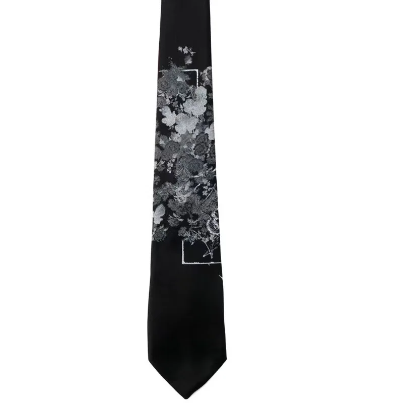 2024 New Y&S Original Tie Yamamoto Style Floral And Bone Tie Men Women Print Dark Style Suit Tie