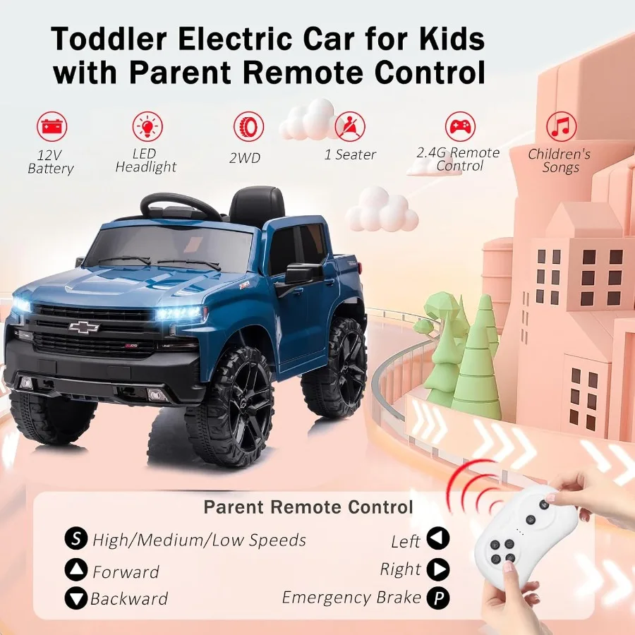 Giro sui veicoli elettrici Camion Car Batteria 12V 4 Macchinine giocattolo con ruote motrici per bambini di età 1-3-5-8 anni per guidare con telecomando