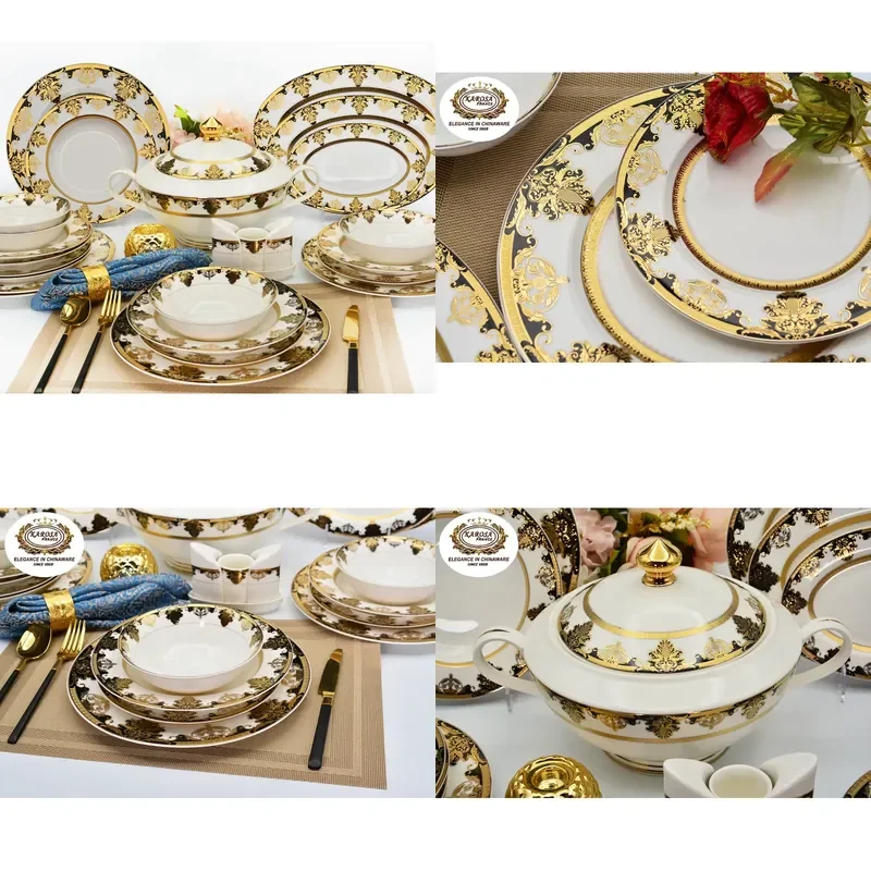 98pcs Porcelain Ceramics Dinner Ware Royal Plates Dining Table Set 98pcs for 12 Person