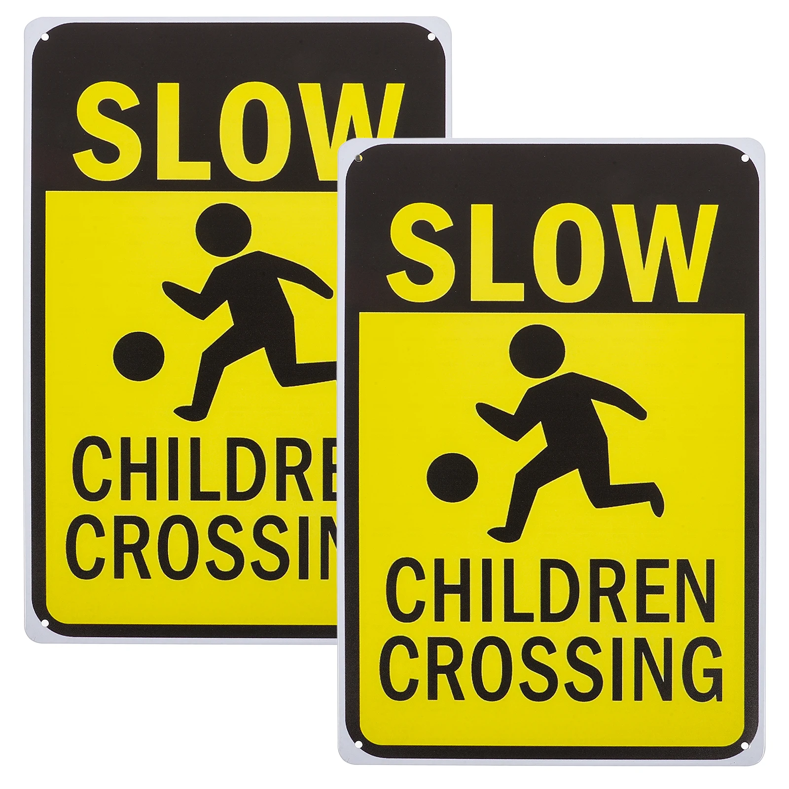 

2pcs Safety Signs Iron Warning Children Crossing Slow Down Traffic Road Signs for Kids Neighborhoods Outdoor Decorations Traffic