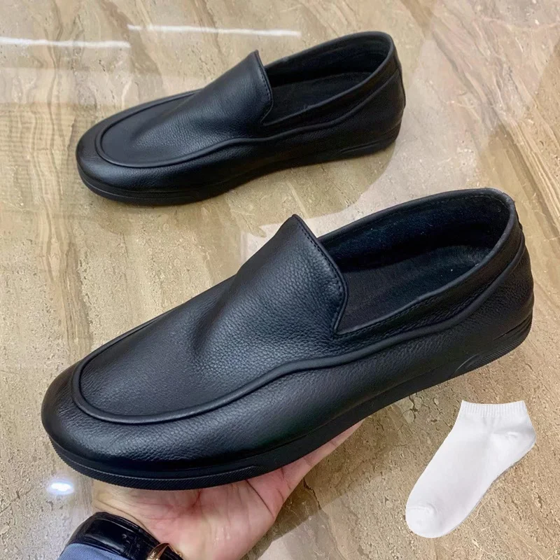 

Повседневная мужская версия Driving oes, новая кожаная, легкая, модная, с мягкой поверхностью, в одно касание, для молодежи среднего возраста, весна-осень