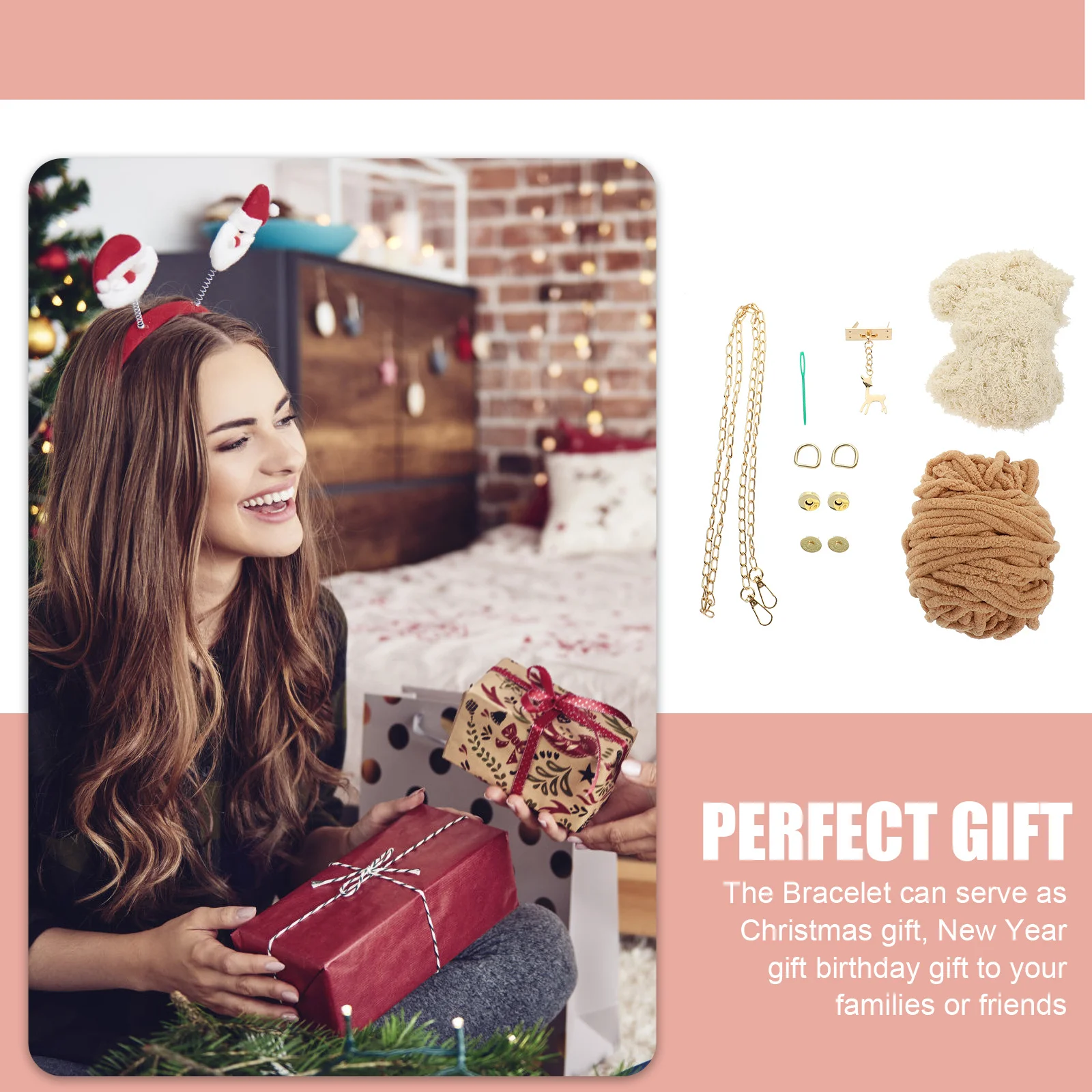 

1 Set Knitting Purses Material Diy Kit Lovely Deer Pendant Handmade Woven Bag For Mobile Phone Pouch Making Supplies